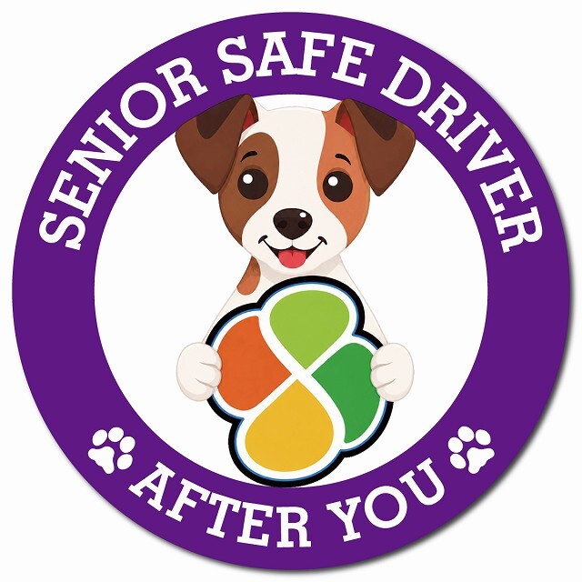 カーサイン 高齢者マーク SENIOR SAFE DRIVER ジャックラッセルテリア マグネット 強力 直径13cm 肉球 日本製 車 ステッカー