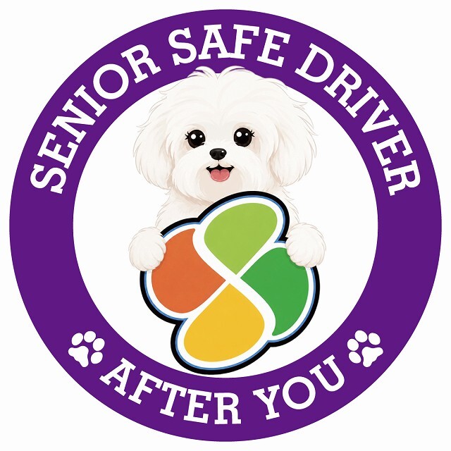 カーサイン 高齢者マーク SENIOR SAFE DRIVER マルチーズ ステッカー シール 直径13cm 肉球 日本製 車