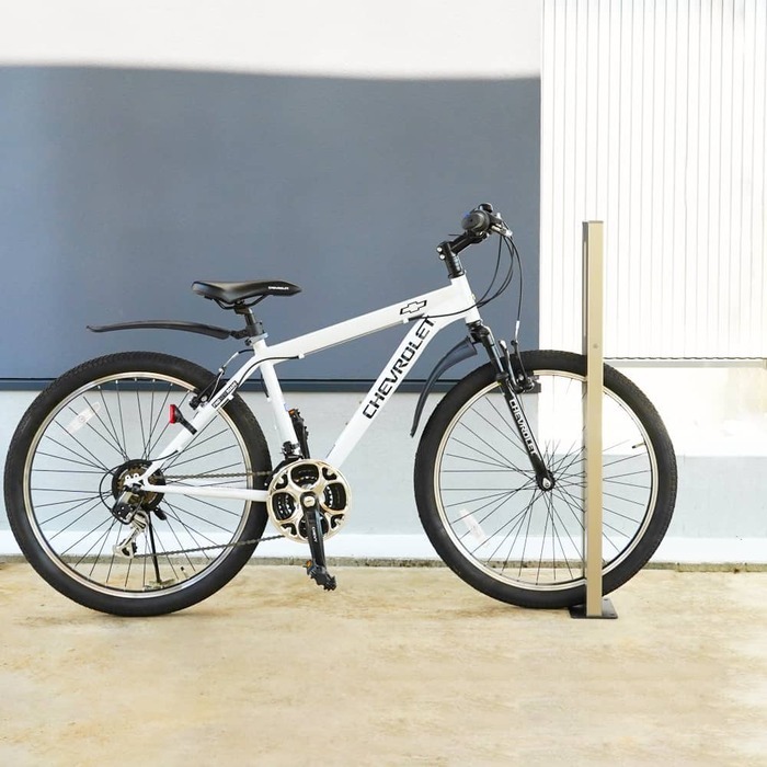 収納家具 ラック サイクルスタンド DIY 床付け 1台 かっこいい LED 自転車スタンド 屋外 ライト スタンド 自転車 サイクル 駐輪場 固定式 固定タイプ 盗難防止 （銀 銀色 シルバー） ギフト お祝い 模様替え 送料無料