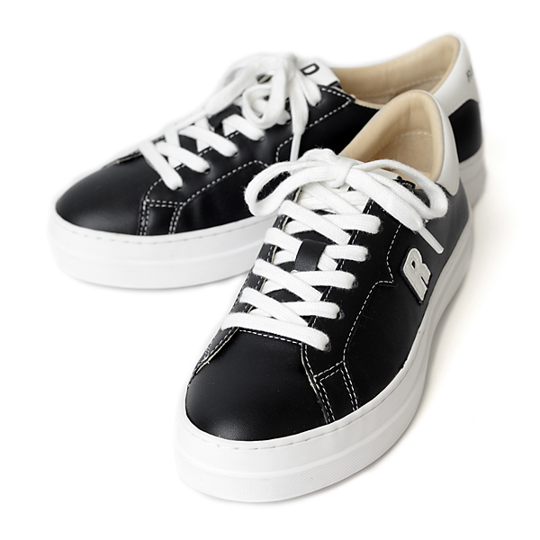 ルコライン スニーカー ルコライン 靴 RUCO LINE RUCO-018BK CALF PU LUX ブラック 黒 合皮 無地 ローカット ファスナー無し フラットソール レディース