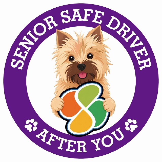 カーサイン 高齢者マーク SENIOR SAFE DRIVER ノーリッチテリア ステッカー シール 直径13cm 肉球 日本製 車