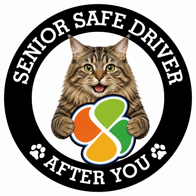 カーサイン 高齢者マーク SENIOR SAFE DRIVER クリリアンボブテイル ステッカー シール 直径13cm 肉球 日本製 車