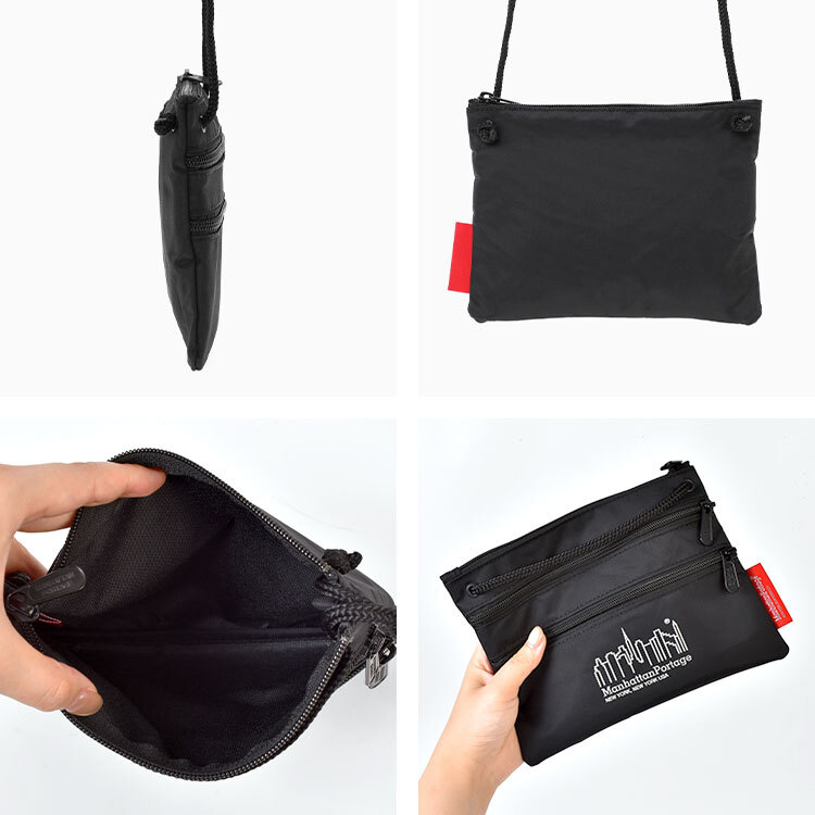 マンハッタンポーテージ サコッシュ Manhattan Portage メンズ レディース 耐水 丈夫 軽量 A6 ナイロン 薄マチ 薄型 黒 ブラック シンプル ミニ ショルダーバッグ バッグインバッグ フェス ライブ 旅行 アウトドア レジャー Triple Zipper Pouch ブランド TRIPLEZIPPOUCH