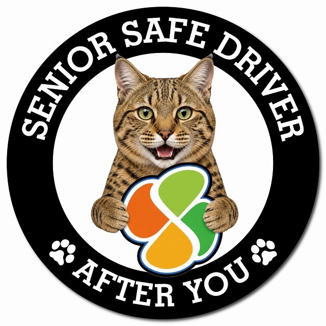 カーサイン 高齢者マーク SENIOR SAFE DRIVER ピクシーボブ マグネット 強力 直径13cm 肉球 日本製 車 ステッカー