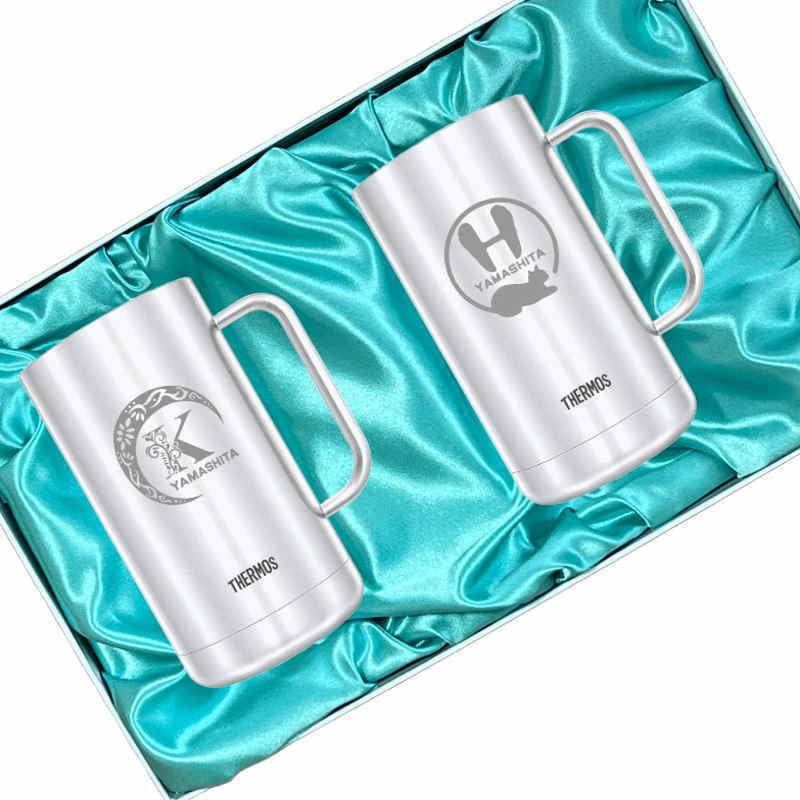 名入れ ビールジョッキ サーモス ペア 名前入り プレゼント 真空断熱 保温 保冷 食洗器 対応 ステンレス ステンレスジョッキ 彫刻 刻印 印字 グラス コップ ビアグラス おしゃれ ビールグラス 父の日 母の日 誕生日 結婚祝い 無料 ラッピング ジョッキ ネーム入れ 男性 女性 バースデー ギフト 720 ml 化粧箱 入り JDK-721 ビアジョッキ セット アル AL40D