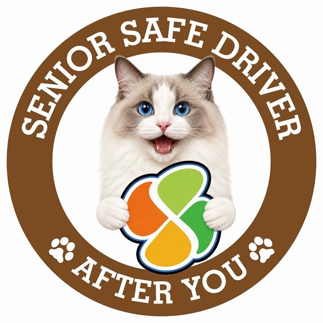 カーサイン 高齢者マーク SENIOR SAFE DRIVER ラグドール ステッカー シール 直径13cm 肉球 日本製 車