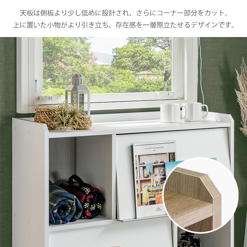 収納家具 ラック ディスプレイ ALE-1260 ミドルタイプ 日本製 フラップ扉 収納棚 扉付き 3段 本棚 幅60 高さ120 飾り棚 北欧 おしゃれ リビング収納 マガジン デザイン 木製 A4