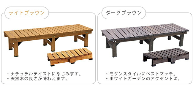 ウッドデッキ デッキ縁台 180×58 ステップセット ウッドデッキ風 簡単 縁側 本格的 DIY 木製 天然木 庭 ベランダ マンション おしゃれ 小型 北欧 ガーデン 屋外 家具 ブラウン ダークブラウン ライトブラウン エクステリア