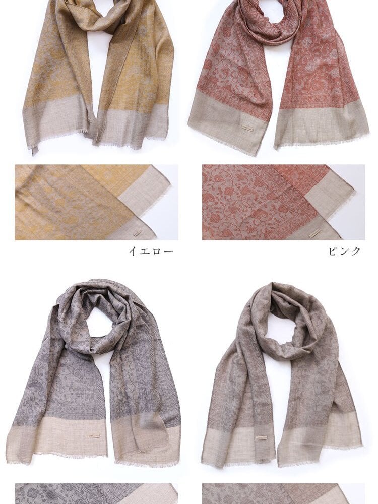 ストール レディース カシミヤ 100% マフラー Filomo ジャガード織り ペイズリー柄 薄手 シアージャガード コンパクトサイス ブランド フィローモ カシミヤストール 軽量 上質 ギフト プレゼント B7 (02000353r)