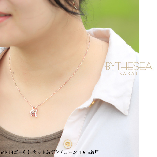 ゴールド ネックレス ハワイアンジュエリー ネックレス プルメリア ピンクゴールド ネックレス オープンハート K14 ダイヤモンド ジルコニア 14k カットあずきチェーン太0.9mm ギフトラッピング可能 彼女 妻 女性 レディース プレゼント ハロウィン 【品番：CG-GP107R-CH123】