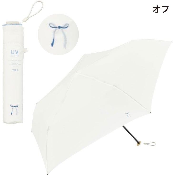 wpc. ワンポイント刺繍 mini クマ さくらんぼ リボン 刺繍 ミニ 折り畳み傘 雨傘 軽量 傘 晴雨兼用 定形外 送料無料 日傘 UVカット AL02-044-002 撥水 wpc