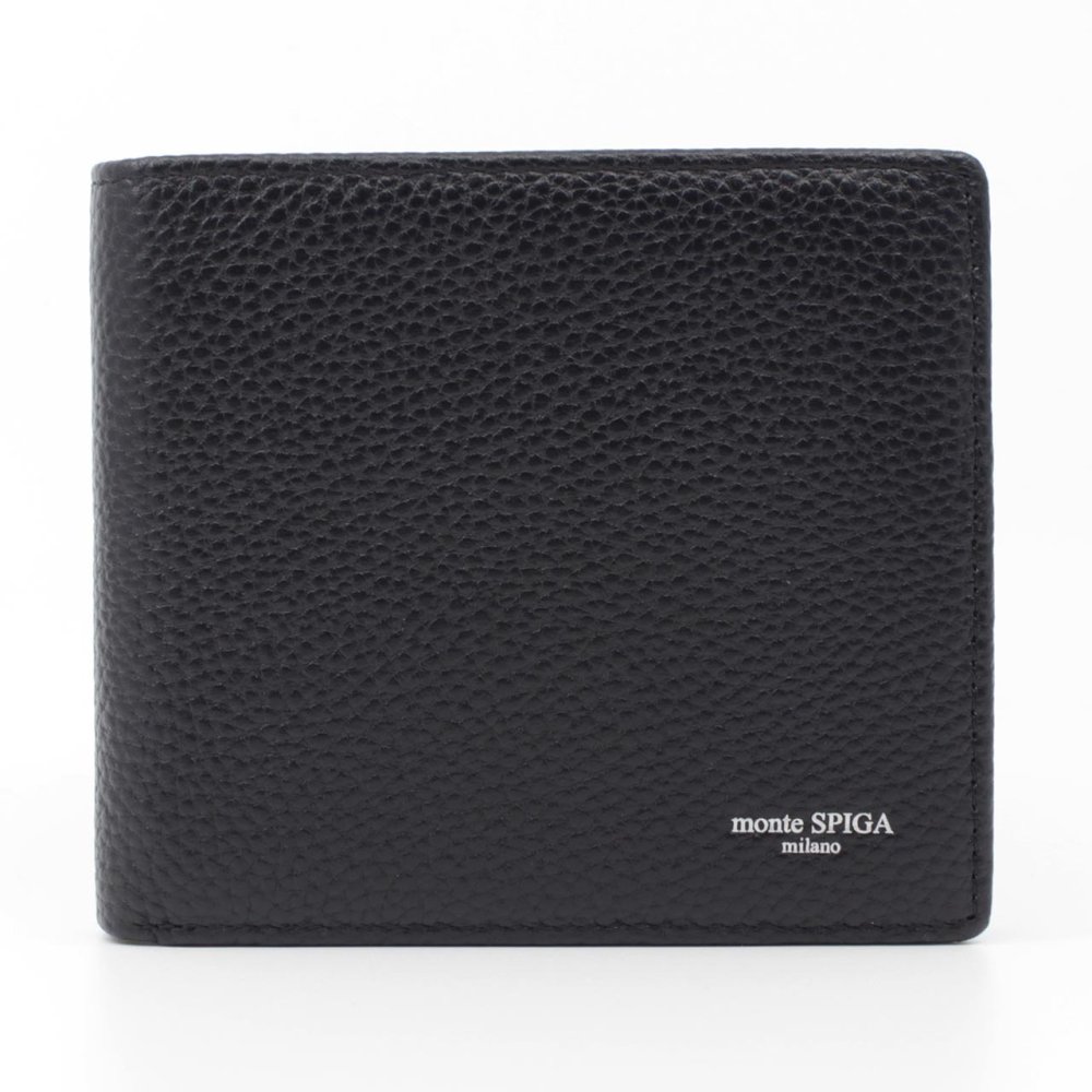 モンテスピガ　monte SPIGA　二つ折り財布　MOSMSP104BK　ブラック　黒　レザー　牛革　ウォレット