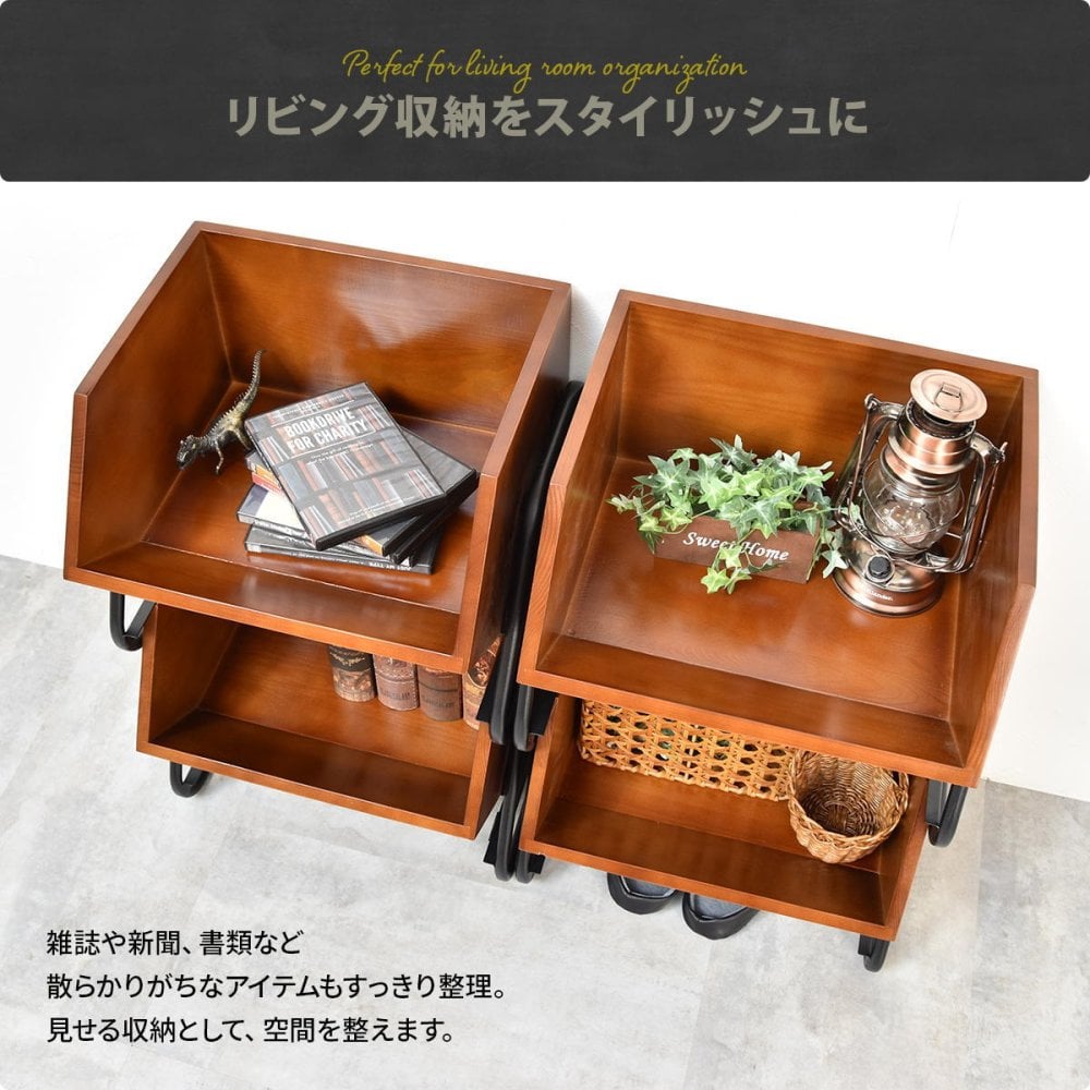 アンティーク スタッキングBOX ONLS0410 完成品 天然木 収納ボックス ヴィンテージ 幅43cm 奥行36cm 高さ37.5cm リビング収納 木製 収納 スタッキング 収納ラック パイン材 オープン収納 見せる収納 ア 新生活
