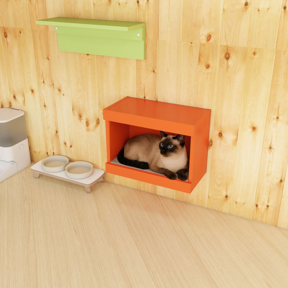 キャットハウス 壁掛け 幅53cm 猫家具 日本製 完成品 arneco Board House aino 猫用爪とぎ 爪研ぎ キャットステップ 猫用家具 多頭飼い 運動不足対策 木製 ペット家具 猫用品 省スペース リビング インテリア おしゃれ 北欧