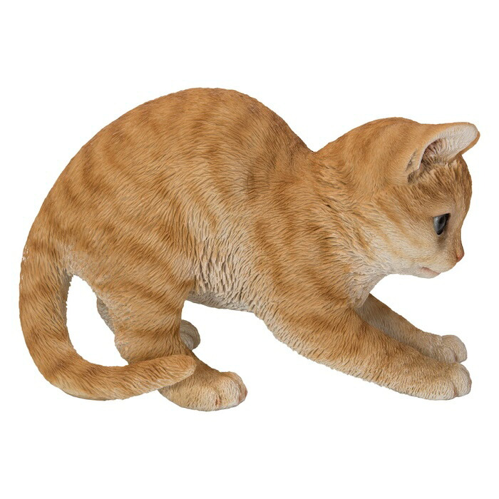 置物 猫 走り出す茶トラ猫 幅20.5cm woobia ウービア リアル かわいい おしゃれ 玄関 インテリア オブジェ ガーデン 茶トラ ねこ ネコ 動物 アニマル 癒し 棚 北欧 リビング プレゼント ギフト 新築祝い 猫好き ねこグッズ