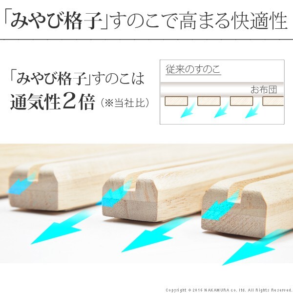 【グッドデザイン賞受賞】 すのこベッド ロール式 シングル 通気性2倍で丸めて収納 「みやび格子」すのこベッド ロールタイプ 桐 天然木 スノコベッド すのこマット 折りたたみベッド 省スペース 快眠 除湿 調湿 防カビ 梅雨対策 結露防止 新生活