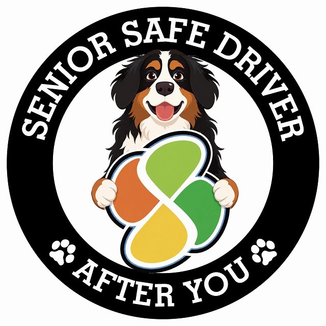 カーサイン 高齢者マーク SENIOR SAFE DRIVER バーニーズマウンテンドッグ ステッカー シール 直径13cm 肉球 日本製 車