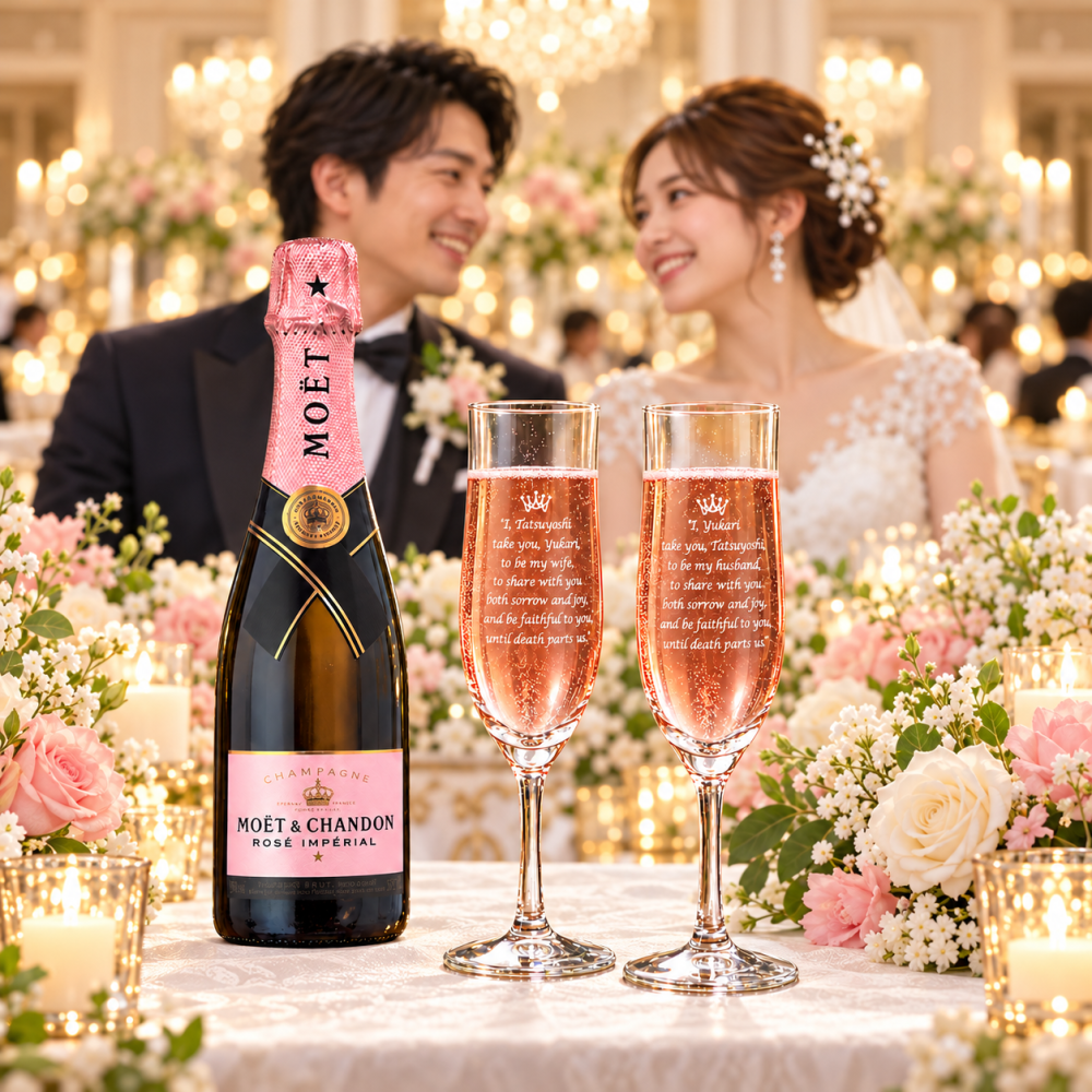 卒業 退職 名入れ ペアギフト SXX 酒セット モエ・エ・シャンドン ロゼ・アンペリアル ハーフ 375ml & フルートシャンパングラス プロローズ 2点 布張りBOX入り / プレゼント ギフト 両親 夫婦 結婚 金婚式 銀婚式 退職 記念 誕生日 長寿 祝い
