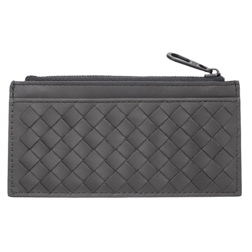 ボッテガヴェネタ BOTTEGA VENETA コインケース 小銭入れ カードケース フラグメントケース イントレチャート メンズ グレー 本革 レザー 薄型 ミニ財布 ファスナー 566430 V47W1 1428 カード5枚
