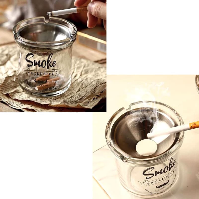 卓上灰皿 グラスアシュトレイ かわいい smoke ひげ おしゃれ カフェ ガラス製 インテリア たばこ 喫煙具 ギフト シンプル プレゼント
