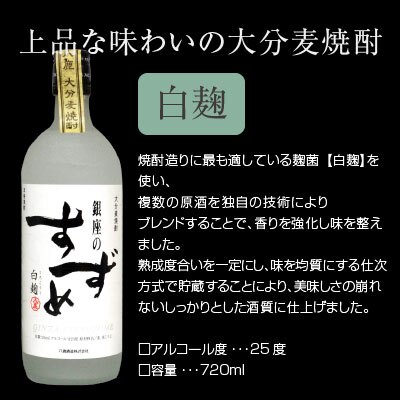 誕生日プレゼント お歳暮 お供え 麦焼酎 銀座のすずめ（白麹・琥珀） 飲み比べセット２本ギフト 各 720ml 【ギフトＢＯＸ入】八鹿酒造・大分 出産 お祝い 内祝い お返し 送料無料対象外地域有【包装済】