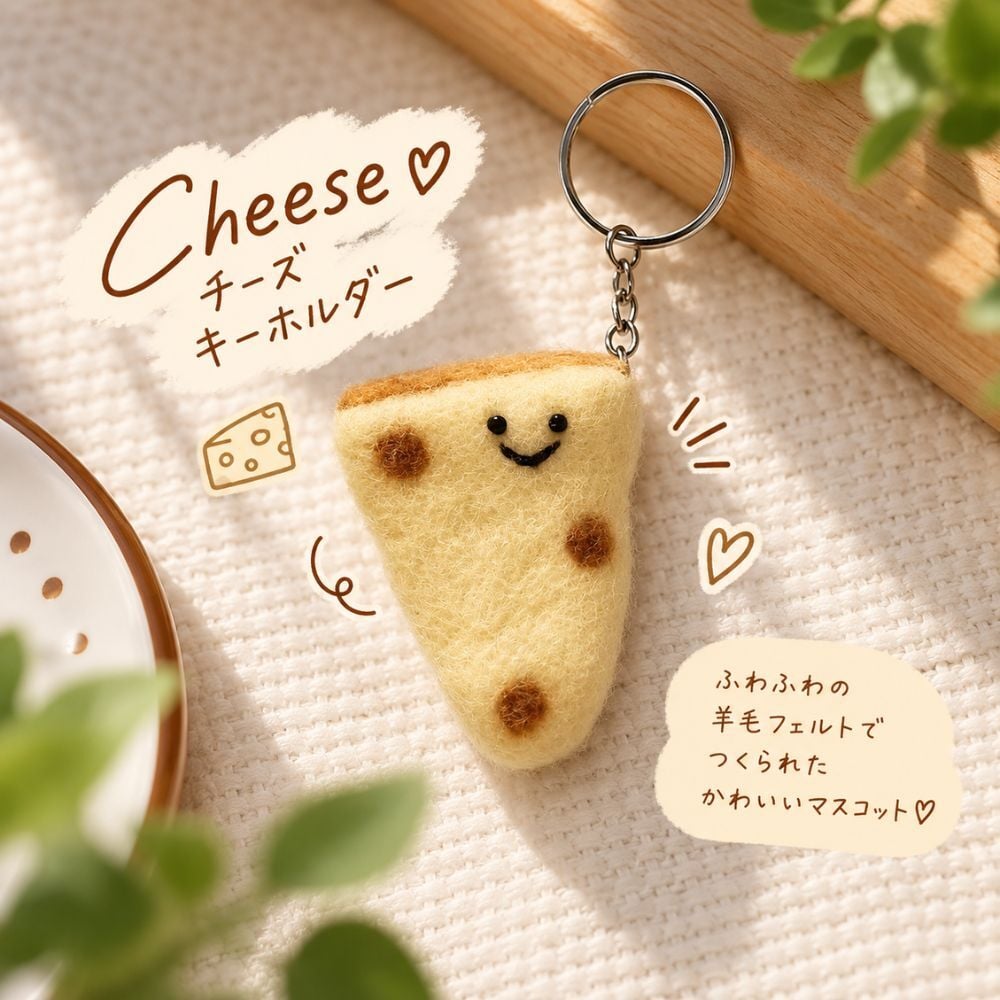 選べる2点セット 羊毛フェルト キーホルダー パン 食パン クロワッサン プレッツェル チーズ かわいい バッグチャーム 手作り風 フェルト 雑貨 小物 アクセサリー おしゃれ 韓国風 ナチュラル プレゼント ギフト