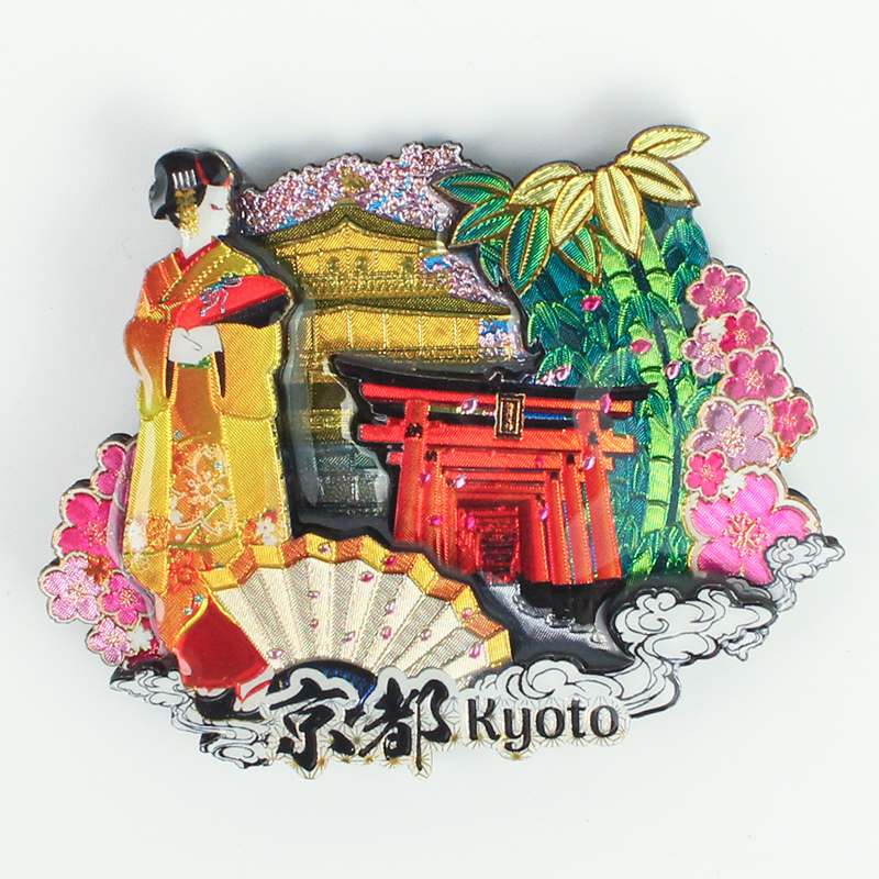 木製フレームマグネット 京都（金閣寺と伏見） 立体マグネット 3D お土産 日本 土産 souvenir JAPAN Magnets ご当地 外国人 スーベニア ジャパン