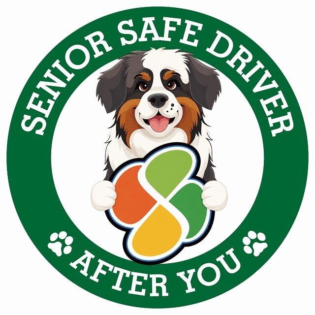 カーサイン 高齢者マーク SENIOR SAFE DRIVER セントバーナード ステッカー シール 直径13cm 肉球 日本製 車