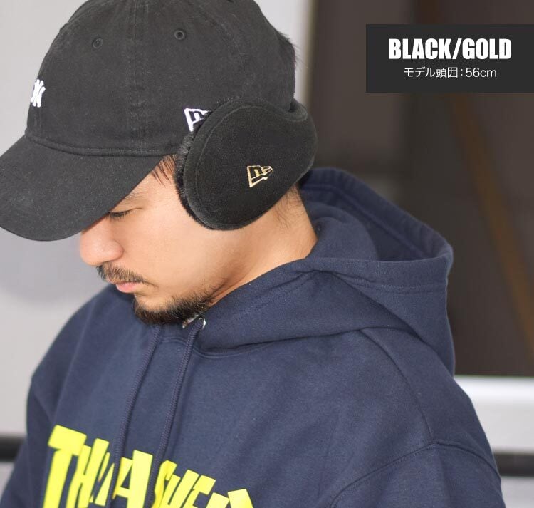イヤーマフ 防寒 メンズ NEWERA ニューエラ 耳当て レディース イヤーマフラー イヤーウォーマー 耳カバー 防風 ファー フリース コンパクト 折りたたみ 持ち運び 黒 ブラック ワンポイント ロゴ シンプル ブランド かっこいい 大人 通勤 通学 男の子 女の子 高校生