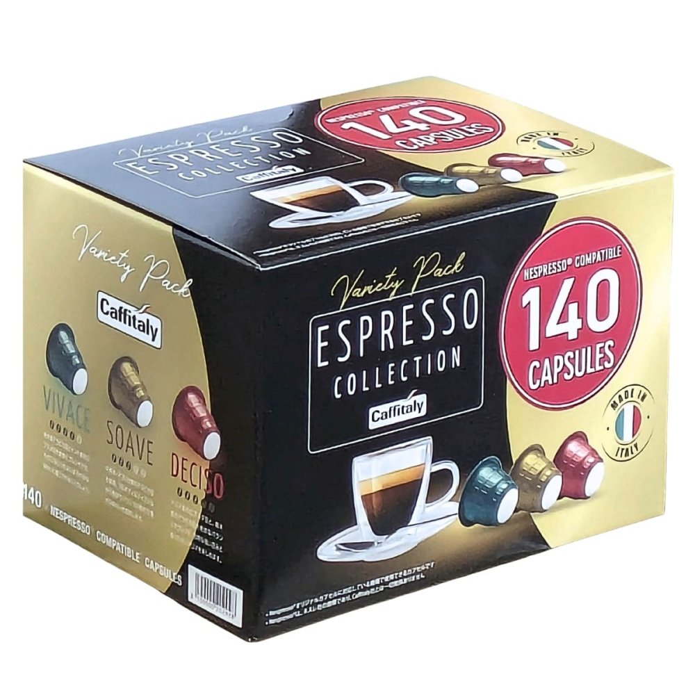 Caffitaly（カフィタリー）ネスプレッソ互換カプセルアソート　140カプセル入り（SOAVE／DECISO／VIVACE）#20292　自宅やオフィスのまとめ買い、ストック