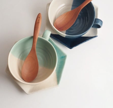 rokurome スープカップ・取皿・れんげスプーンペアセット / true colors line / ギフトボックス＆熨斗付き / 瀬戸焼 食器・プレート【送料無料（北海道・沖縄を除く）】