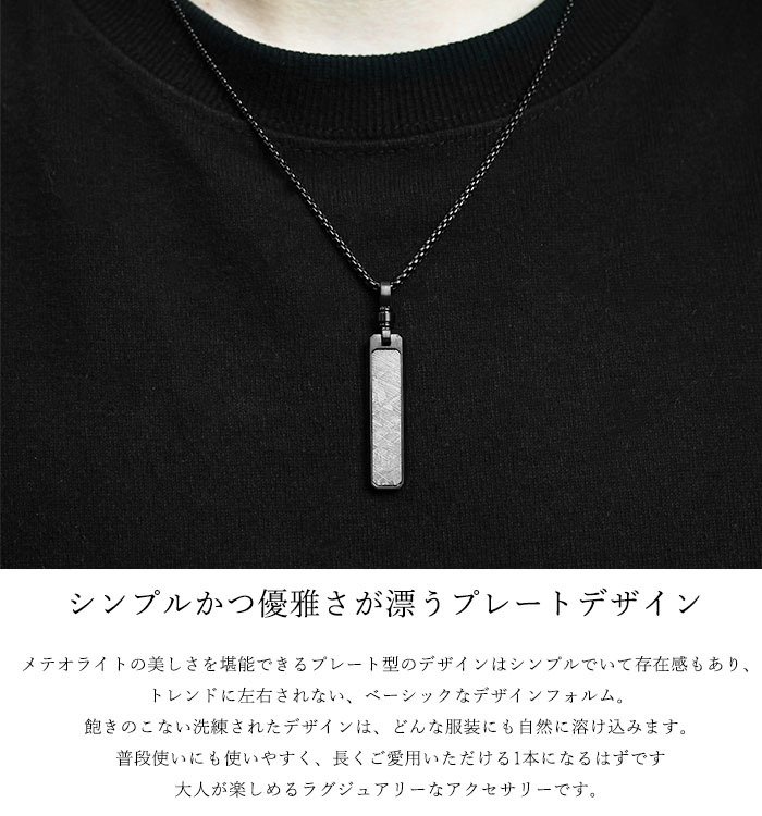 KNIS ニス メテオライト 隕石 ネックレス メンズ シンプル プレート ステンレス 人気 ブランド ペンダント KN-NC002