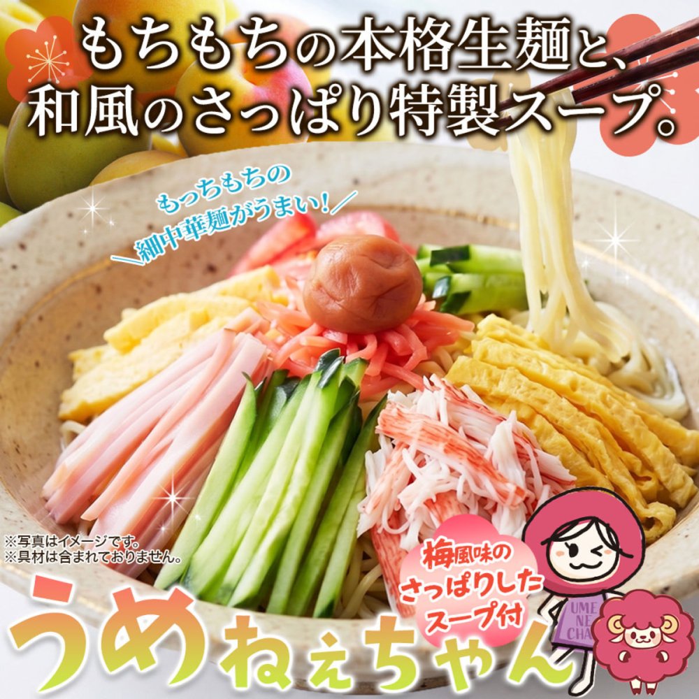 うめねぇちゃん 冷やし中華 5食セット 冷やし麺 生麺 スープ付き 個包装 夏麺 中華麺 ポスト投函便