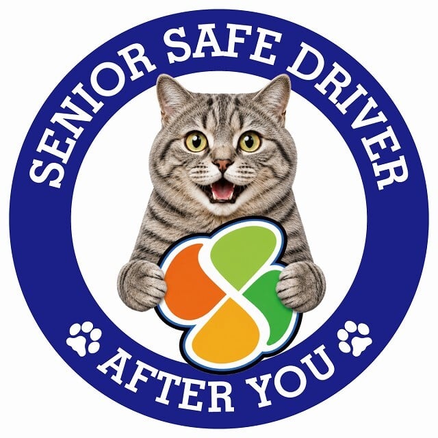 カーサイン 高齢者マーク SENIOR SAFE DRIVER マンクス ステッカー シール 直径13cm 肉球 日本製 車