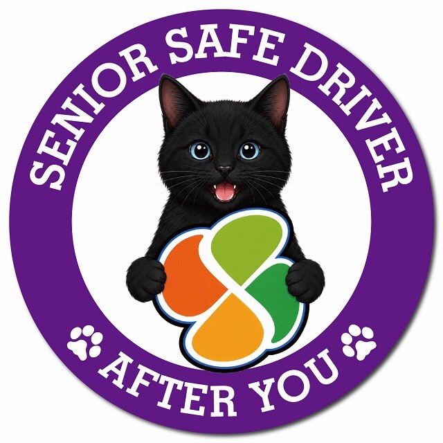 カーサイン 高齢者マーク SENIOR SAFE DRIVER 黒 マグネット 強力 直径13cm 肉球 日本製 車 ステッカー