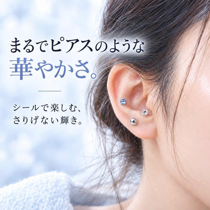 耳つぼジュエリー 12粒入り スターターキット 耳ツボシール 耳つぼ ステンレス 耳ツボジュエリー セルフ 簡単 まるでピアス かわいい おしゃれ ブルー