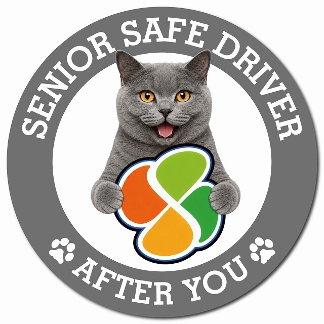 カーサイン 高齢者マーク SENIOR SAFE DRIVER シャルトリュー マグネット 強力 直径13cm 肉球 日本製 車 ステッカー