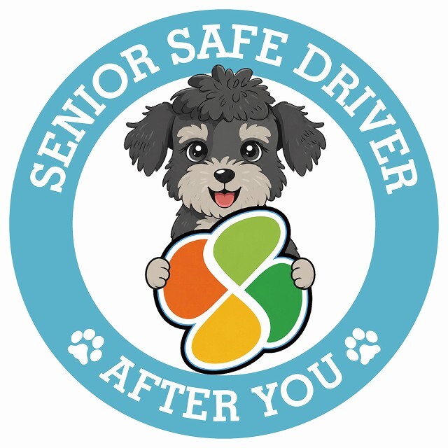 カーサイン 高齢者マーク SENIOR SAFE DRIVER シュナプー ステッカー シール 直径13cm 肉球 日本製 車