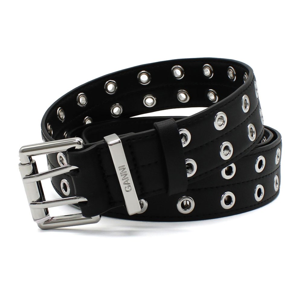 ガニー GANNI アイレット ベルト A6586-099 Black Double Eyelet Belt レディース ブラック 海外正規品
