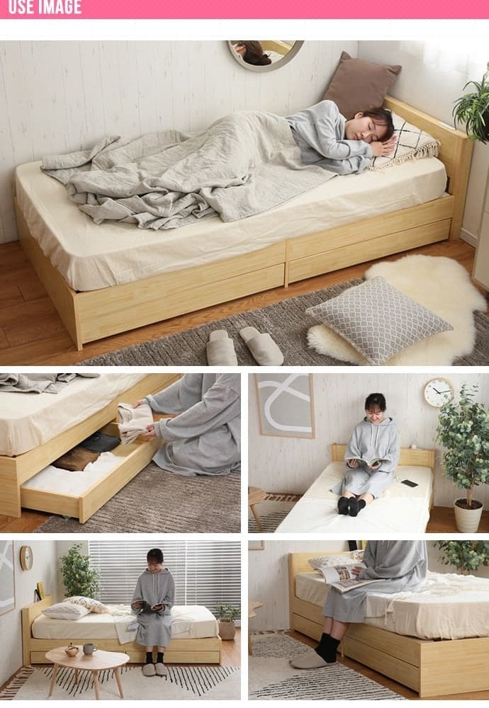 ベッド 寝具 シングルサイズ 宮棚付き 引出し付き 収納 高密度アドバンスポケットコイルマットレス付き 新生活 引越し 家具