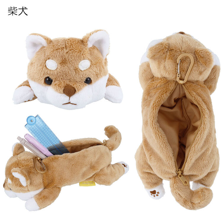  ヌイミー3 ぬいぐるみ ペンケース カラビナ付き 定形外送料無料 ペンポーチ フィギュアポーチ 柴犬 レッサーパンダ マヌルネコ 筆箱 筆記用具 小物入れ  柴犬