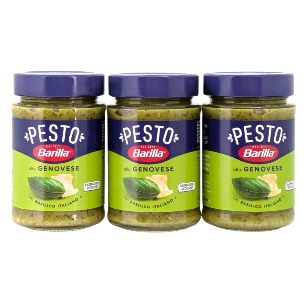Barilla（バリラ）ジェノベーゼソース　190g(4人) ×3本　イタリア産　バジル100％使用　保存料　着色料不使用 　#14320　バジルソース　万能ソース　イタリア料理など（肉／野菜／ピザ）[賞味期限2026.11.10]