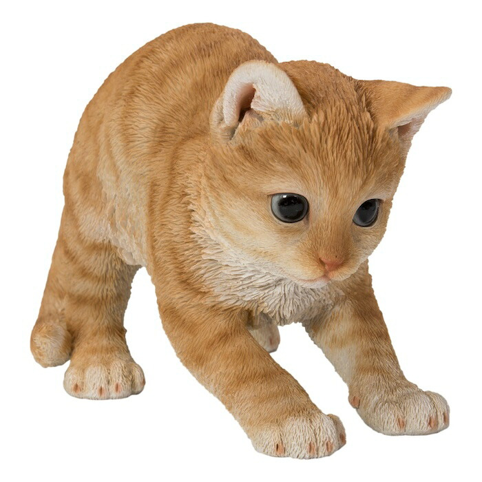 置物 猫 走り出す茶トラ猫 幅20.5cm woobia ウービア リアル かわいい おしゃれ 玄関 インテリア オブジェ ガーデン 茶トラ ねこ ネコ 動物 アニマル 癒し 棚 北欧 リビング プレゼント ギフト 新築祝い 猫好き ねこグッズ