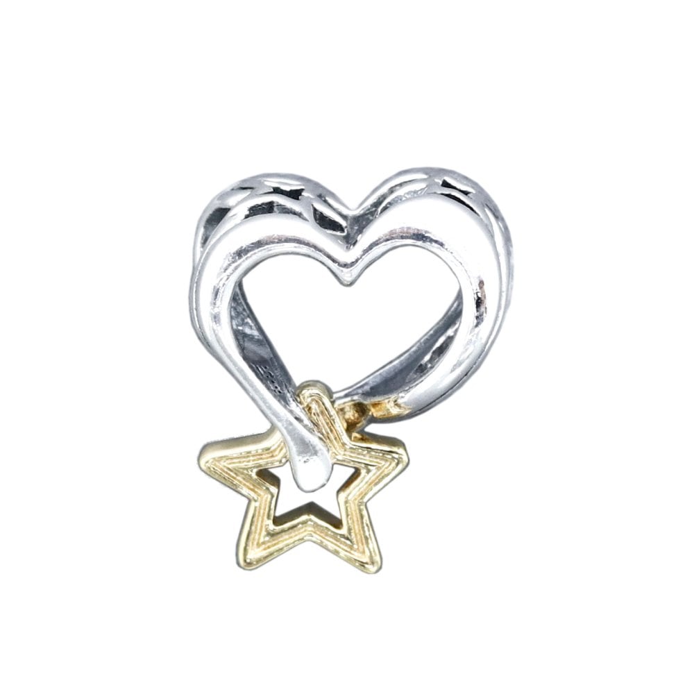 ボックス・ショッパー付 PANDORA(パンドラ) ★ Lucky Star & Heart Charm ★ラッキースター＆ハート チャーム ★ ブレスレット カスタマイズ アクセサリー シンプル 日常使い 誕生日 記念日 母の日 プレゼント ギフト｜チャーム 単品