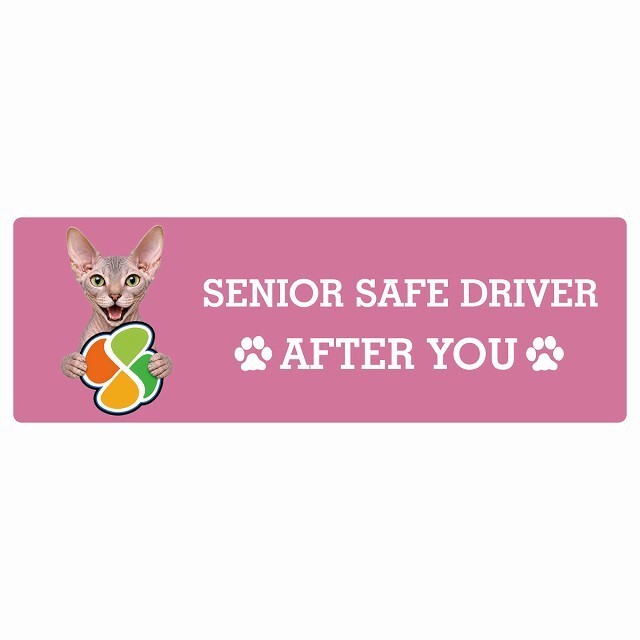 カーサイン 高齢者マーク SENIOR SAFE DRIVER ドンスコイ ステッカー シール 長方形 20x6.7cm 肉球 日本製 車