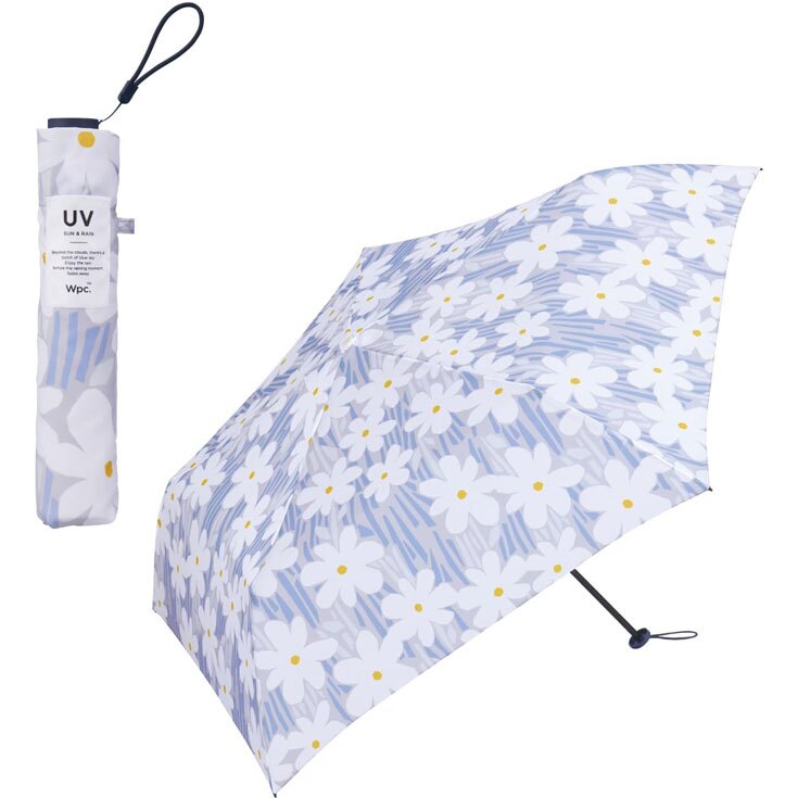 wpc. フラワーアンドステム mini 花柄 フラワー 総柄 ミニ 折り畳み傘 晴雨兼用 定形外 送料無料 日傘 雨傘 傘 UVカット AL02-045-002 撥水 軽量 wpc