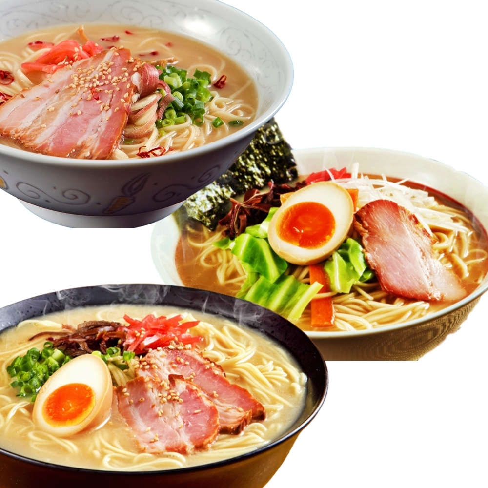 【送料無料】本場久留米ラーメンお試しセット【3種類の人気とんこつスープ詰め合せ！（8人前）】本場博多風、久留米風、ピリ辛風スープを食べ比べ！【ギフトにも】
