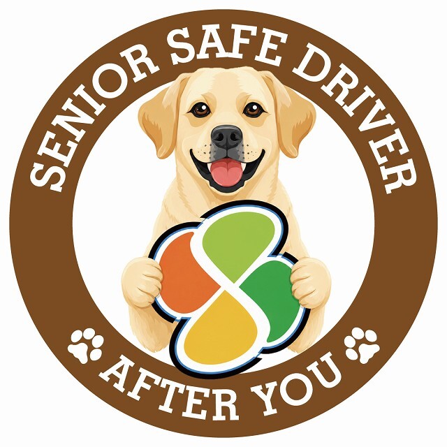 カーサイン 高齢者マーク SENIOR SAFE DRIVER ラブラドールレトリバー ステッカー シール 直径13cm 肉球 日本製 車