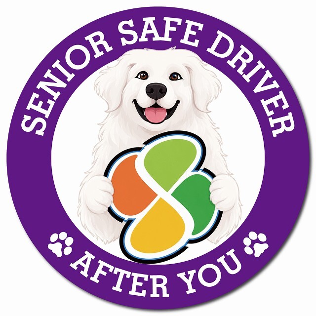 カーサイン 高齢者マーク SENIOR SAFE DRIVER グレートピレニーズ マグネット 強力 直径13cm 肉球 日本製 車 ステッカー