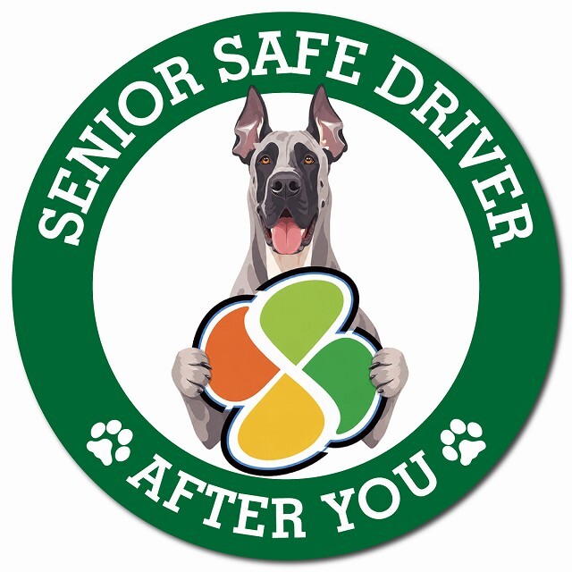 カーサイン 高齢者マーク SENIOR SAFE DRIVER グレートデン マグネット 強力 直径13cm 肉球 日本製 車 ステッカー